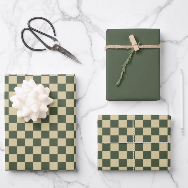 Green Chequered Wrapping Paper Sheet (Front)