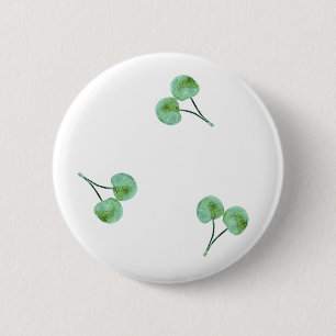 Green Cherry Pattern 6 Cm Round Badge