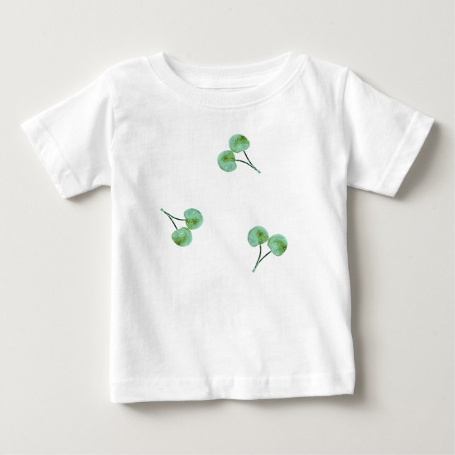 Green Cherry Pattern Baby T-Shirt (Front)
