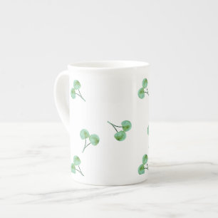 Green Cherry Pattern Bone China Mug