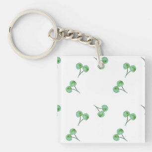Green Cherry Pattern Key Ring