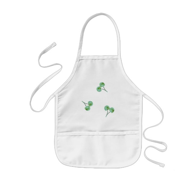 Green Cherry Pattern Kids Apron (Front)