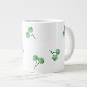 Green Cherry Pattern Large Coffee Mug