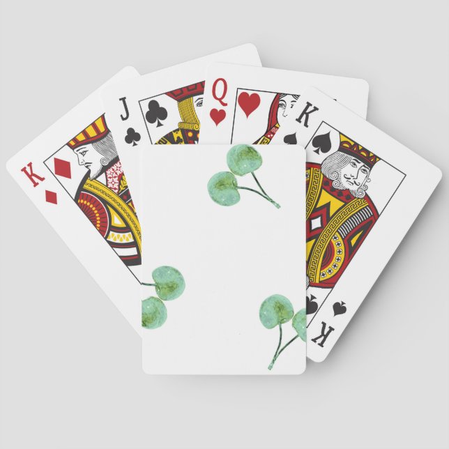 Green Cherry Pattern Playing Cards (Back)