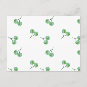 Green Cherry Pattern Postcard