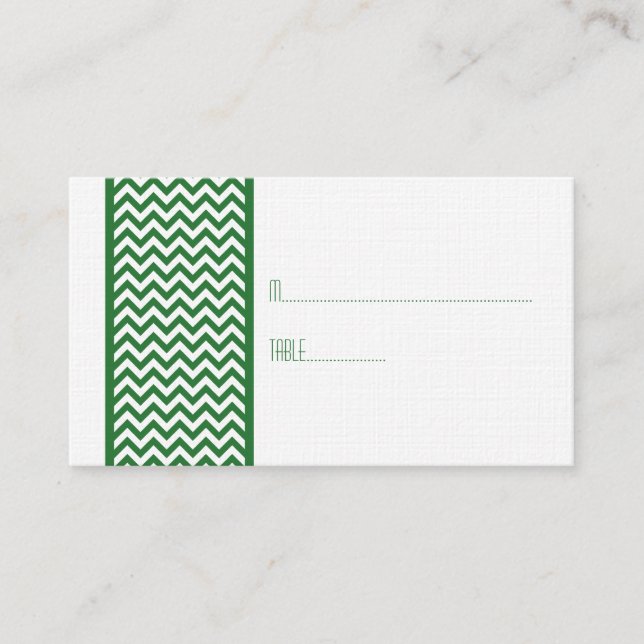 Green Chevron Border Place Card (Front)