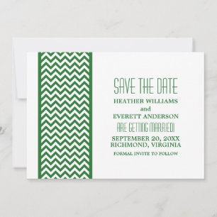 Green Chevron Border Save the Date Invite