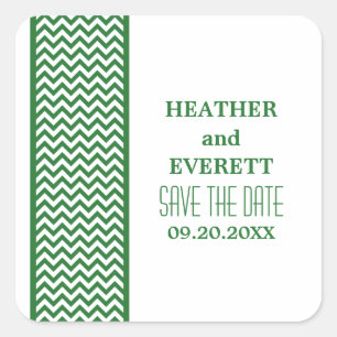 Green Chevron Border Save the Date Stickers