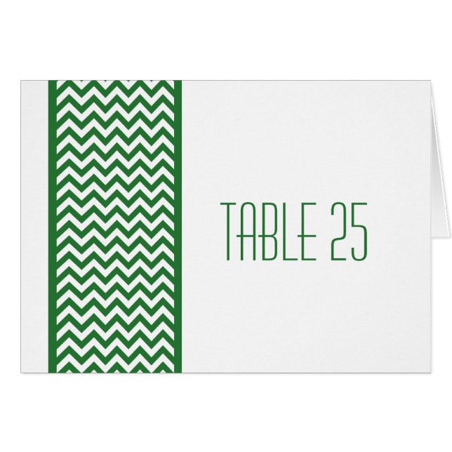 Green Chevron Border Table Number Card (Front Horizontal)