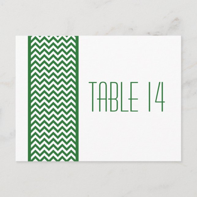 Green Chevron Border Table Number Postcard (Front)
