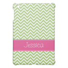 Green Chevron Chic Pink Personalised