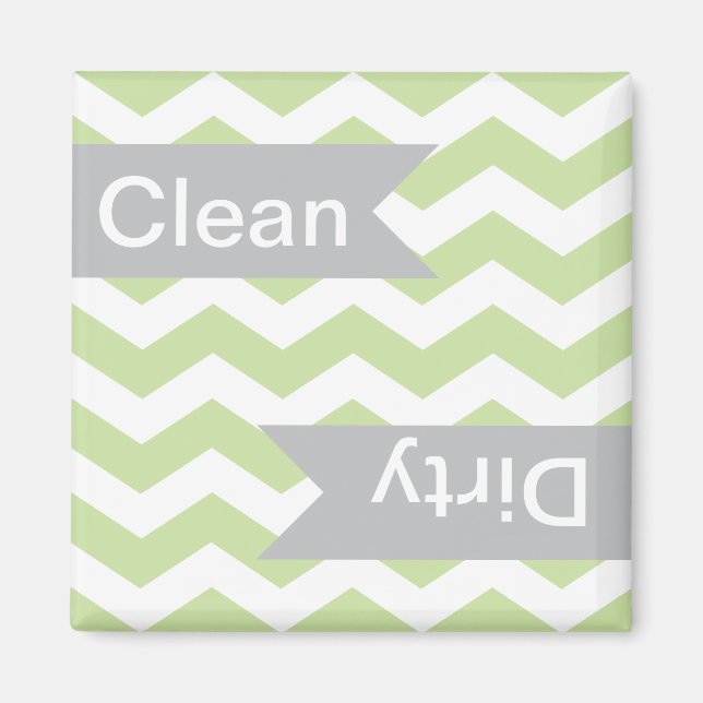 Green Chevron Clean - Dirty Dishwasher Magnets (Front)