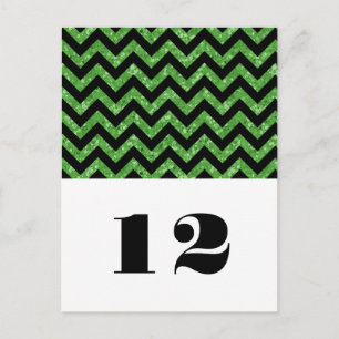 Green Chevron Glitter Table Postcard