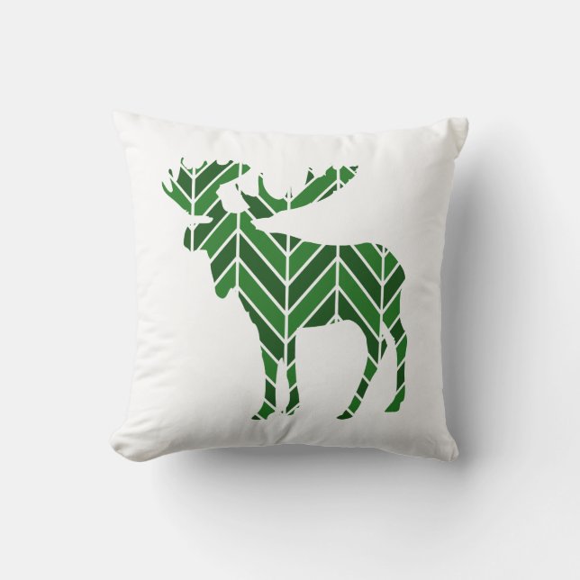 Green Chevron Moose Cushion (Front)
