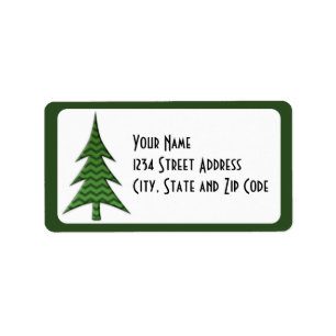 Green Chevron Pattern Christmas Tree Label