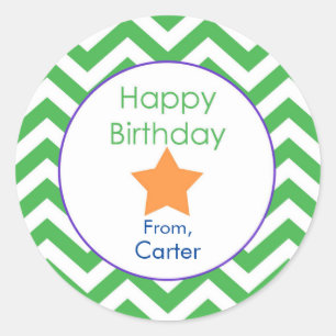 Green Chevron Personalised Birthday Gift Sticker