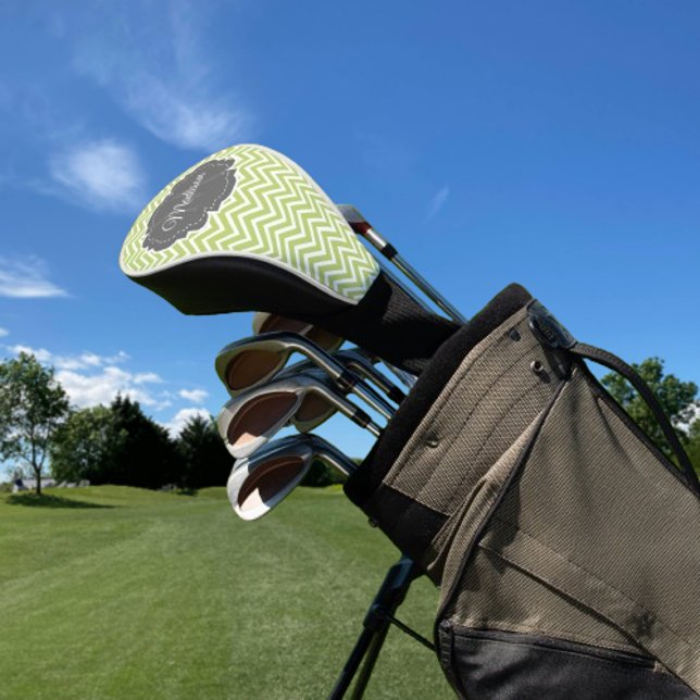 Green Chevron Personalised Golf Head Cover (Green Chevron Personalized Golf Head Cover)