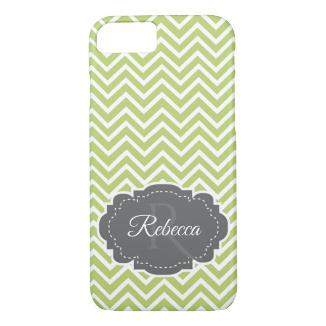 Green Chevron Personalised iPhone Case (Back)