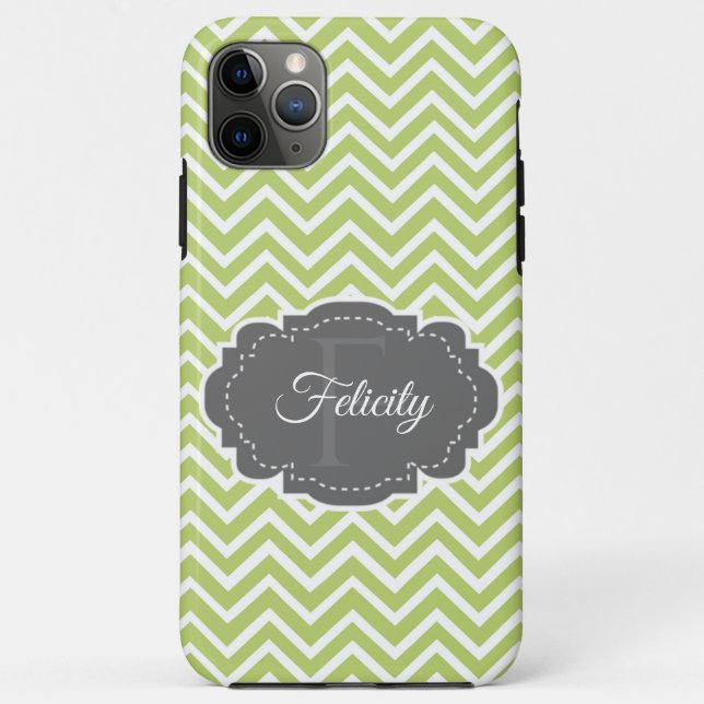 Green Chevron Personalised iPhone Case (Back)