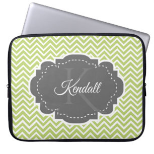 Green Chevron Personalised Laptop Sleeve