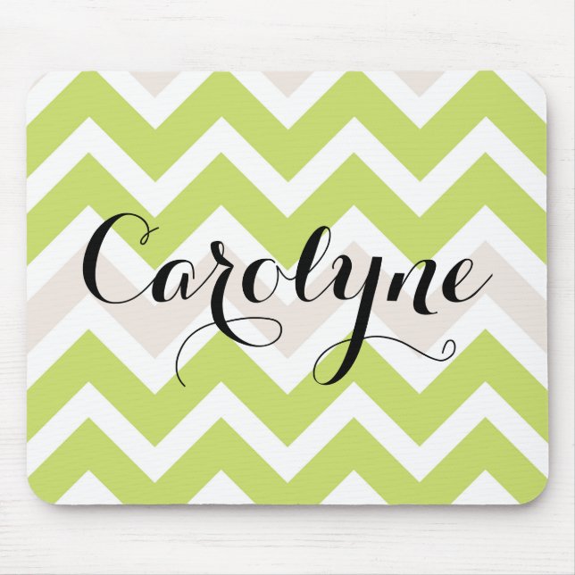 Green Chevron | Personalised Mousepad (Front)