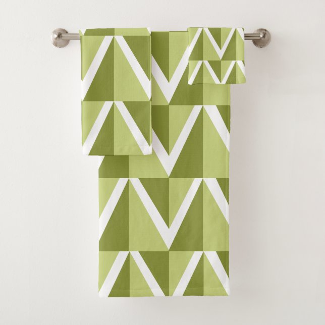 Green Chevron Stripe  Bath Towel Set (Insitu)