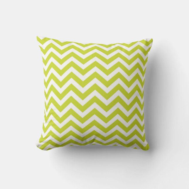 Green Chevron Stripe Pattern Cushion (Front)