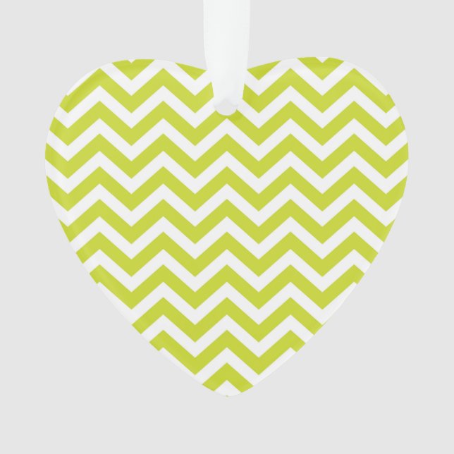 Green Chevron Stripe Pattern Ornament (Front)