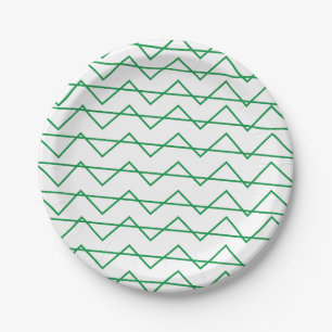 Green Chevron Stripe Pattern Party Paper Plate