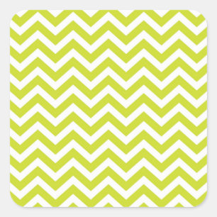 Green Chevron Stripe Pattern Square Sticker