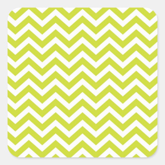 Green Chevron Stripe Pattern Square Sticker (Front)