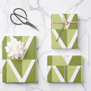 Green Chevron Stripe Pattern Wrapping Paper Sheet