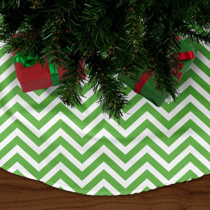 Green Chevron Stripes Brushed Polyester Tree Skirt