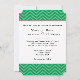 Green Chevron Wedding Invitation