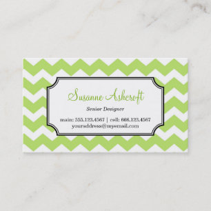 Green chevron zigzag pattern stylish personal business card
