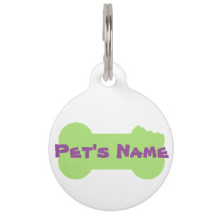 Green Chewed Bone Personalised Dog tag 2