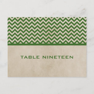 Green Chic Chevron Table Number Postcard