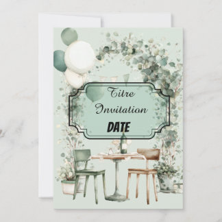 Green chic design with title and date modified invitation