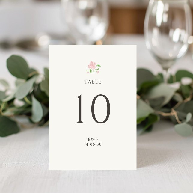 Green | Chic Floral Rose Wedding Table Number Card (Creator Uploaded)