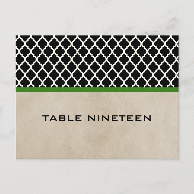 Green Chic Quatrefoil Table Number Postcard (Front)