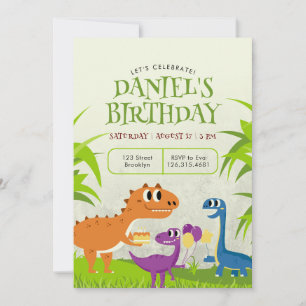 Green Childish Birthday Party Invitation