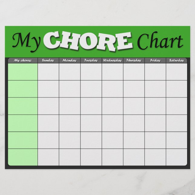 Green Children's Chore Charts Flyer (Front)