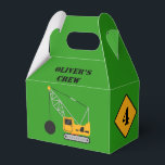 Green Children's Construction Birthday Paper  Favour Box<br><div class="desc">Celebrate your young foreman's special event with a construction themed party. Simple party paper favour box with construction theme. Fully personalizable and available in three bright youthful colours. Contact us for assistance in personalising or customising to your need.</div>
