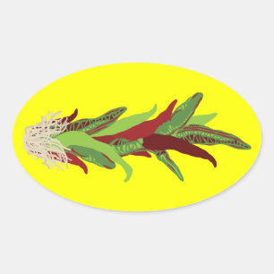 green chile peppers oval sticker