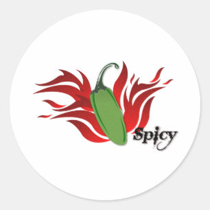 Green Chilli Pepper Design Classic Round Sticker