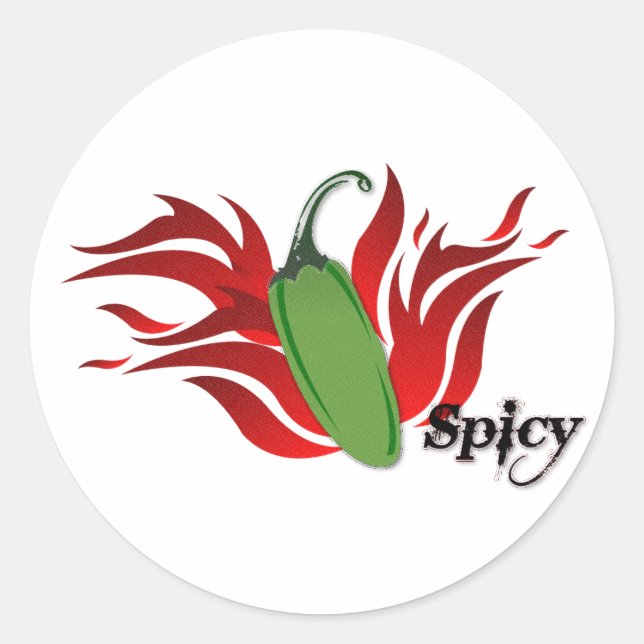 Green Chilli Pepper Design Classic Round Sticker (Front)