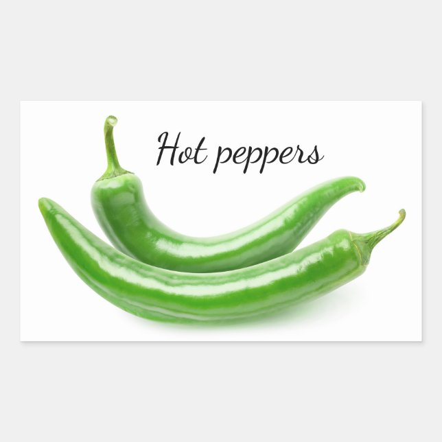 Green chilli peppers rectangular sticker (Front)