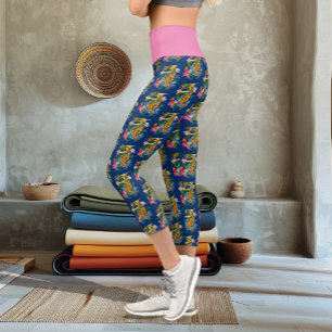 Green Chinese Dragon Koi Capri Leggings