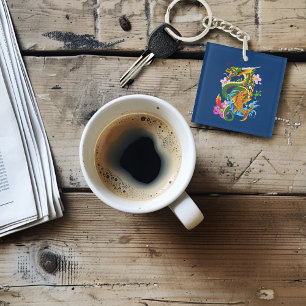 Green Chinese Dragon Koi Key Ring