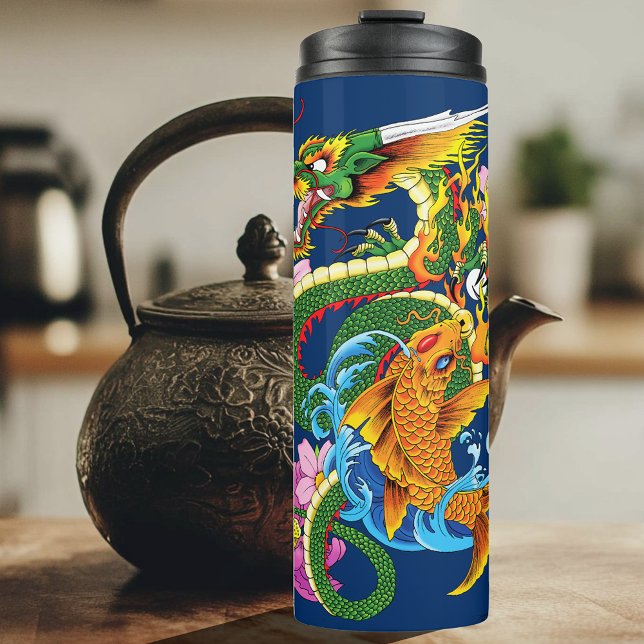 Green Chinese Dragon Koi Thermal Tumbler (Creator Uploaded)
